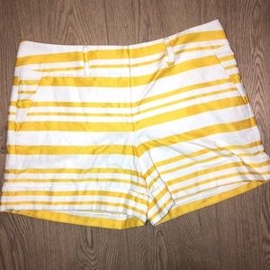NY&Co yellow and white striped shorts